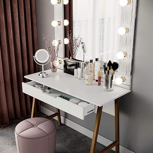 Miniatura 20 de Crafts and Comfort - Escritorio pequeño Roma de diseño moderno para dormitorio, escritorio rosa de 40 pulgadas con gabinete y cajón de bloqueo