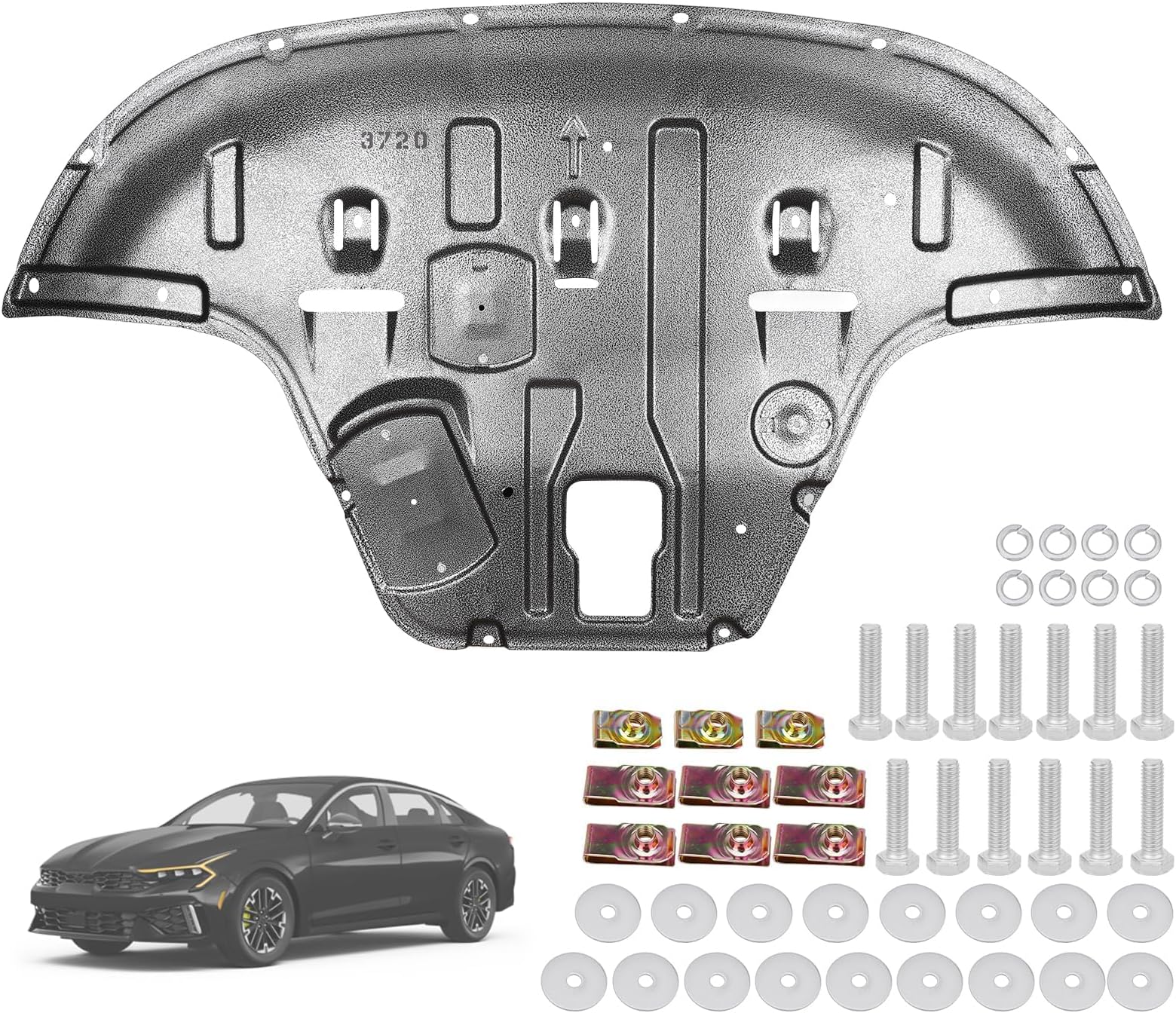 Engine Splash Shield Compatible with KIA K5 2021-2024 Upgraded Manganese Steel Version Engine Lower Fender Under Cover Engine Case Guard with Mounting Screws Replace# 29110-L3000, 29110L3000
