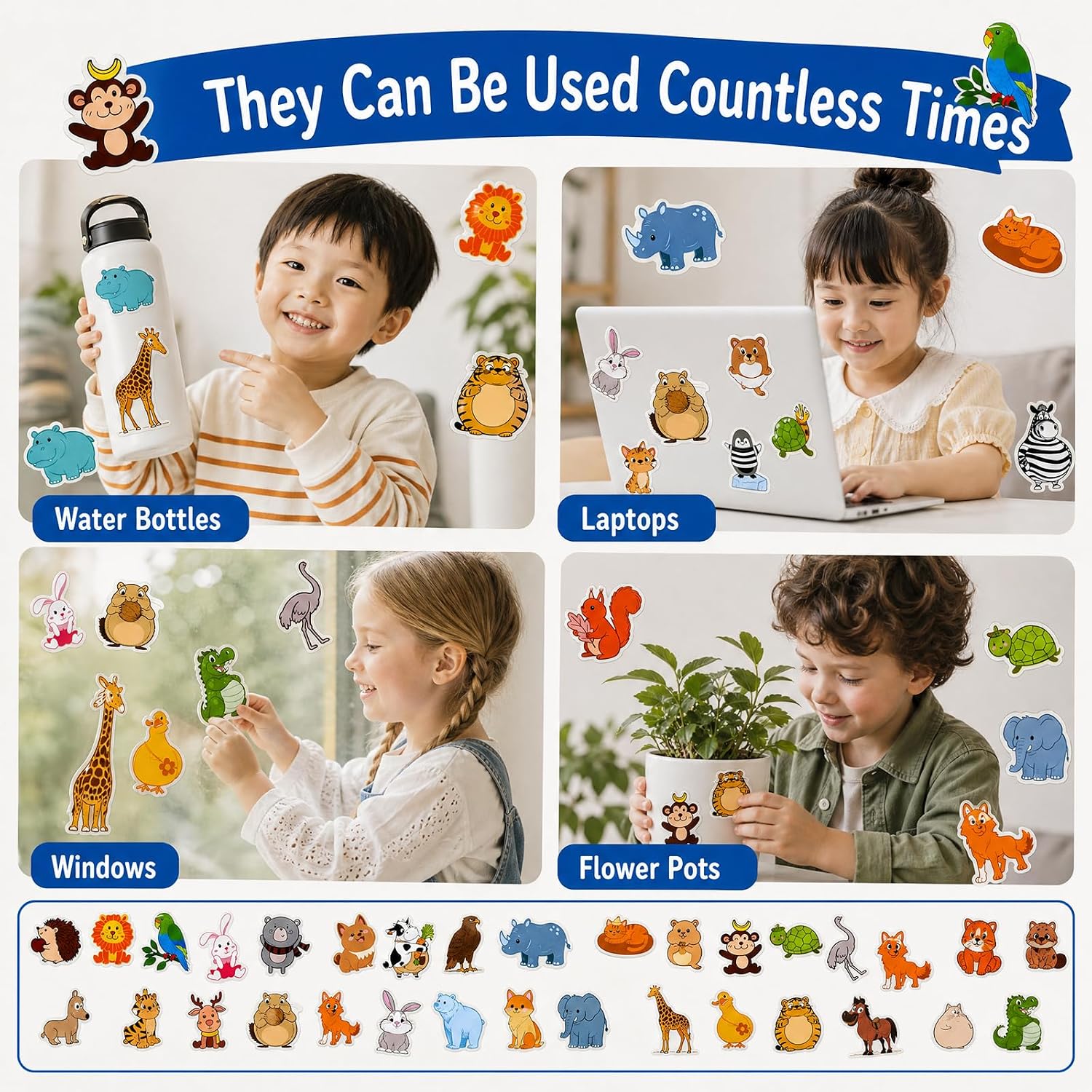 Reusable Jelly Window Clings, Animal Gel Stickers for Kids image 3