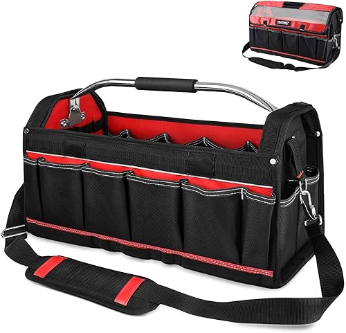 HAUTMEC HT0296 - Bolsa de herramientas resistente de 20 pulgadas con cubierta transparente impermeable, bolsa de herramientas grande con mango