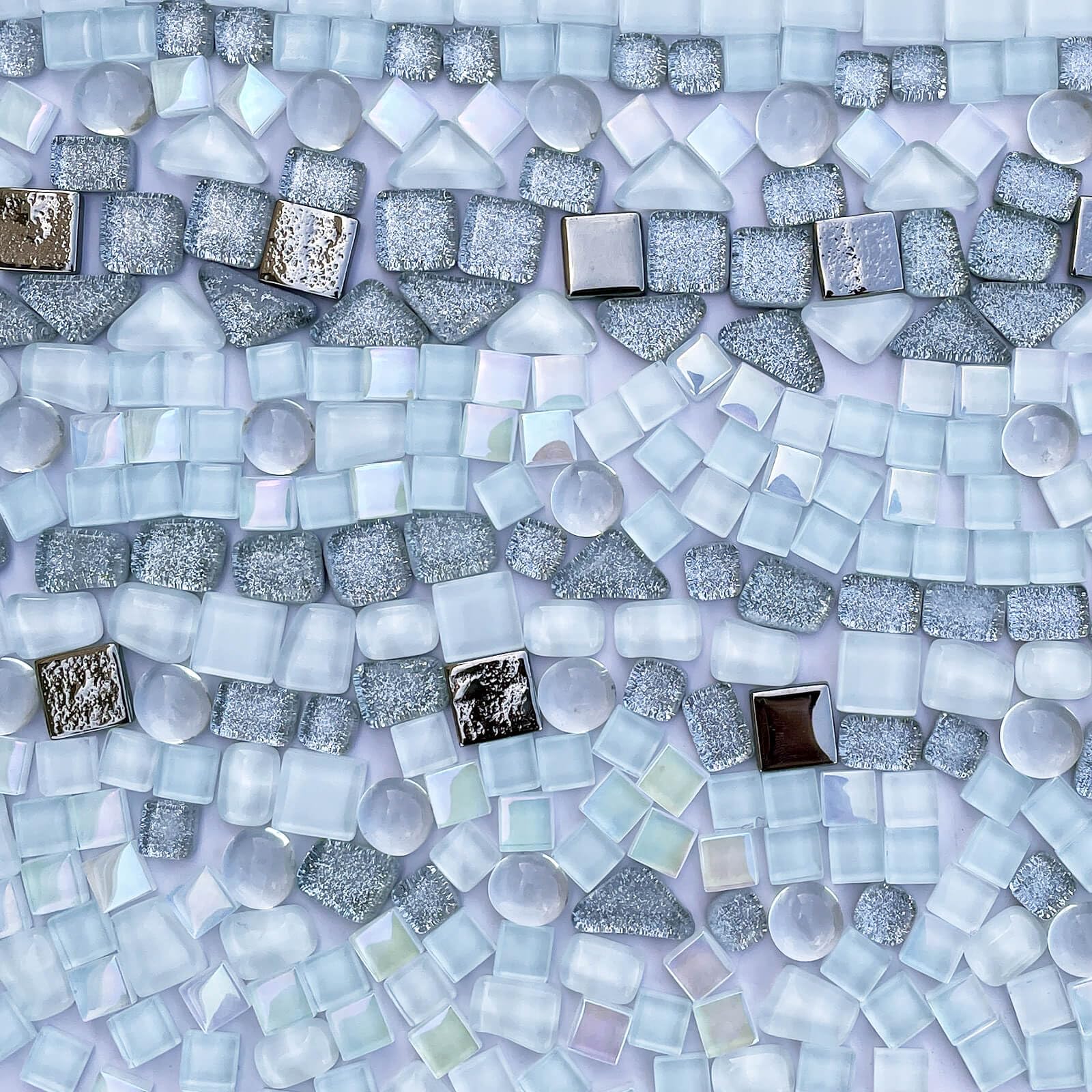LITMIND 1.1LB Silver White Mixed Irregular Crystal Glass Mosaic Tiles for Crafts - Perfect for Mosaic Art Projects, Puzzles, and Home Décor