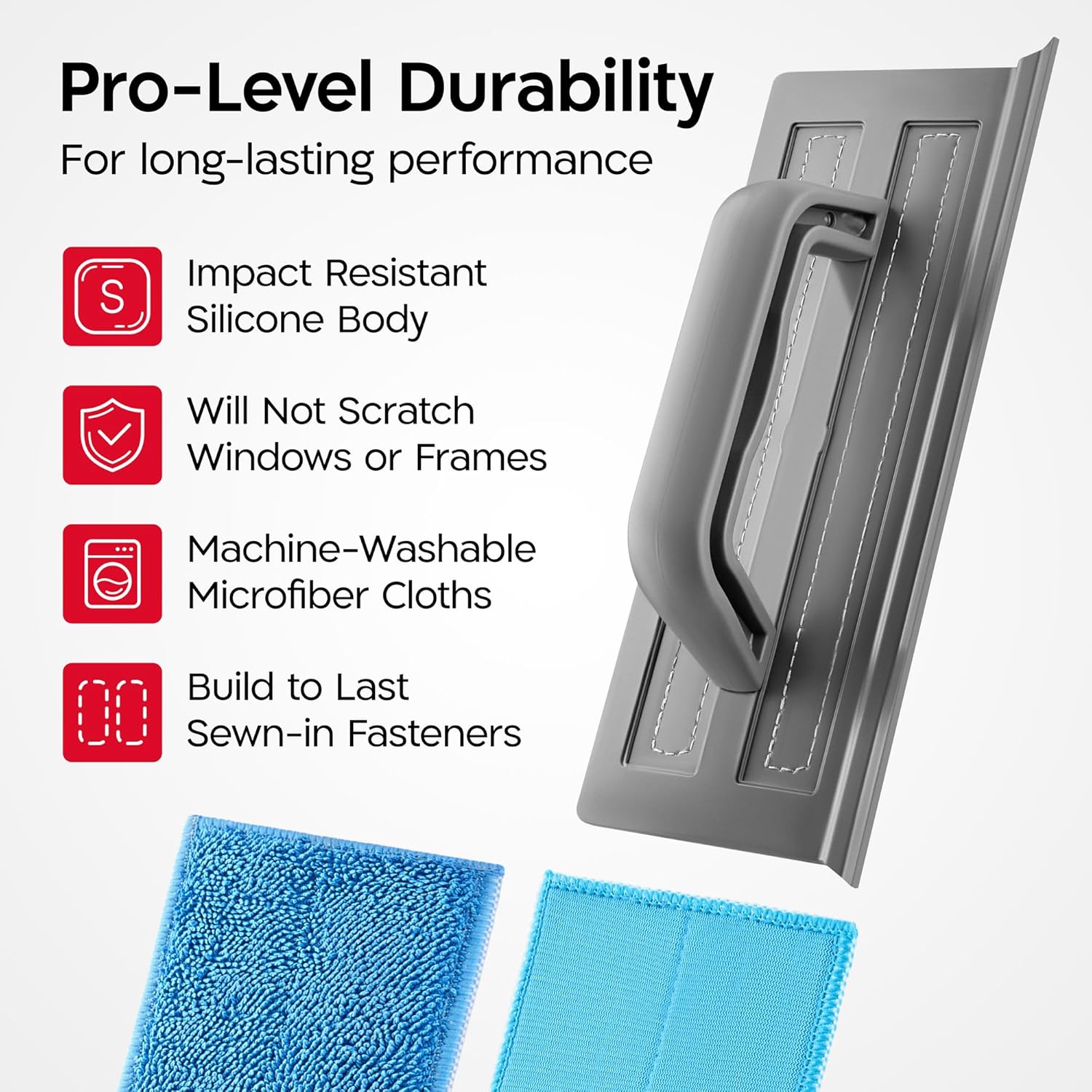 Tyroler Silicone Shower Squeee for Glass Doors - | 2 Microfiber Scrub &