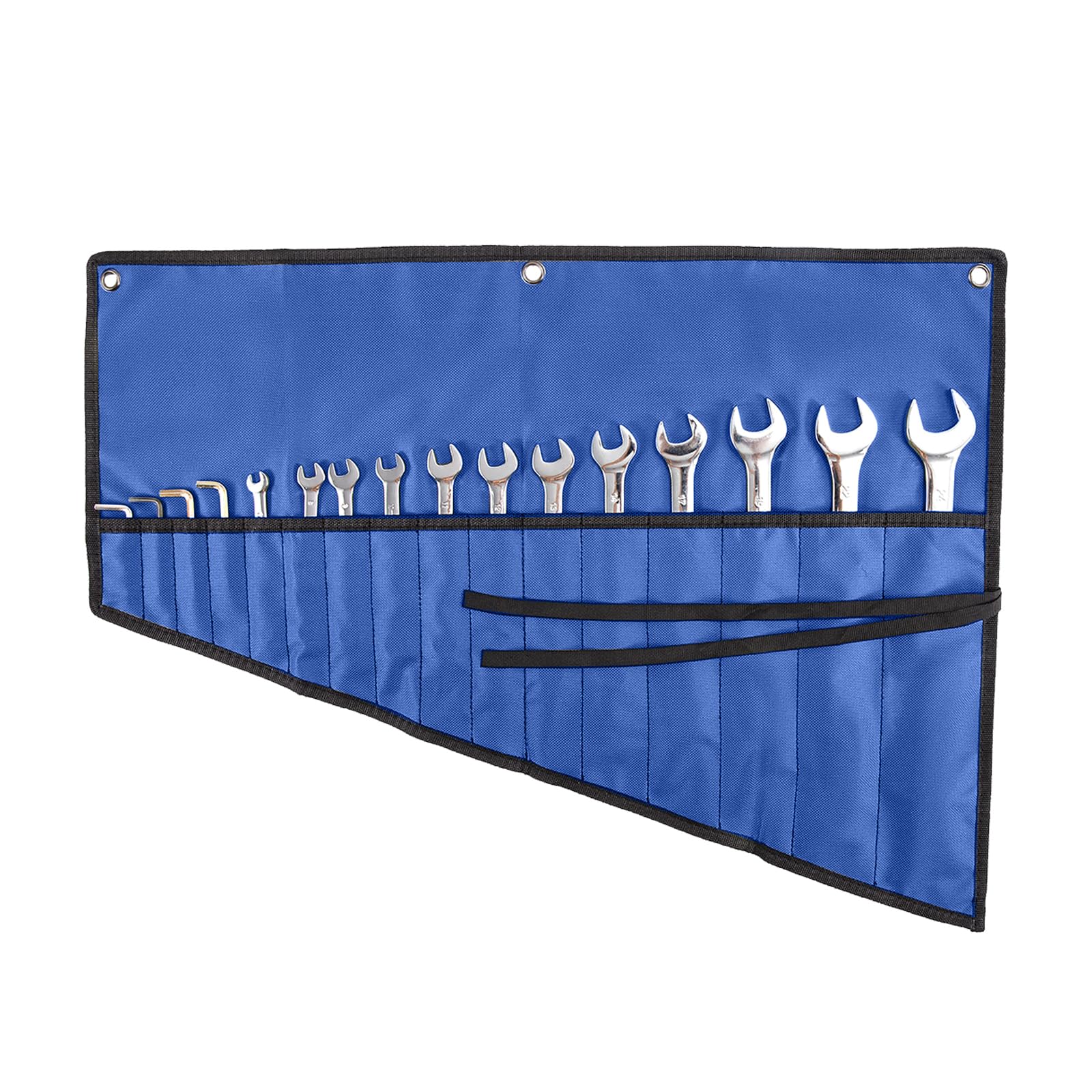 Wrench Organizer Tool Roll Pouch 16-Pocket Waterproof Oxford Cloth Wrench Roll Organizer for Garage Workshop Field Service Home