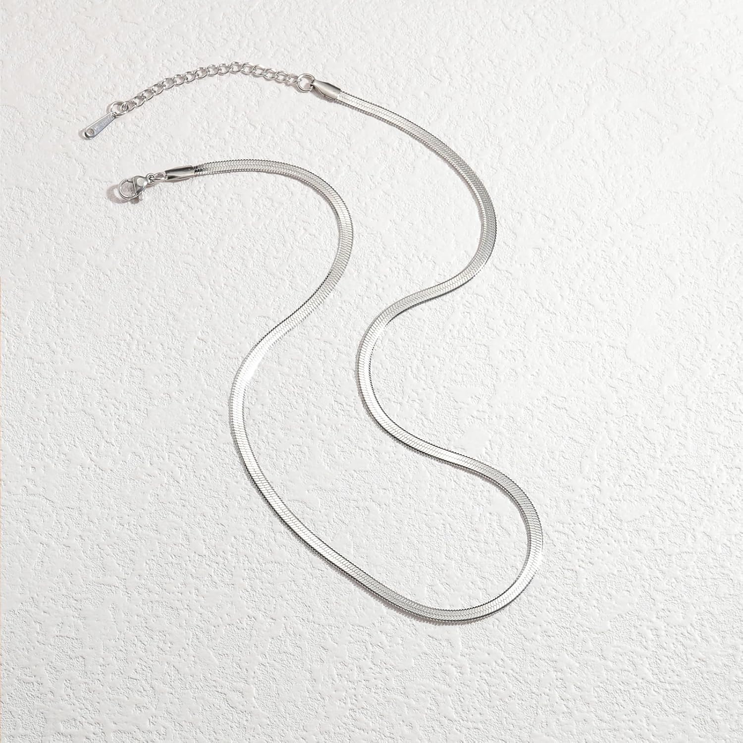 18k Gold Plated Flat Snake Chain Necklace, Dainty Gold/Silver Chain Herringbone Choker Necklace Titanium Steel Jewelry Gifts - Image 5