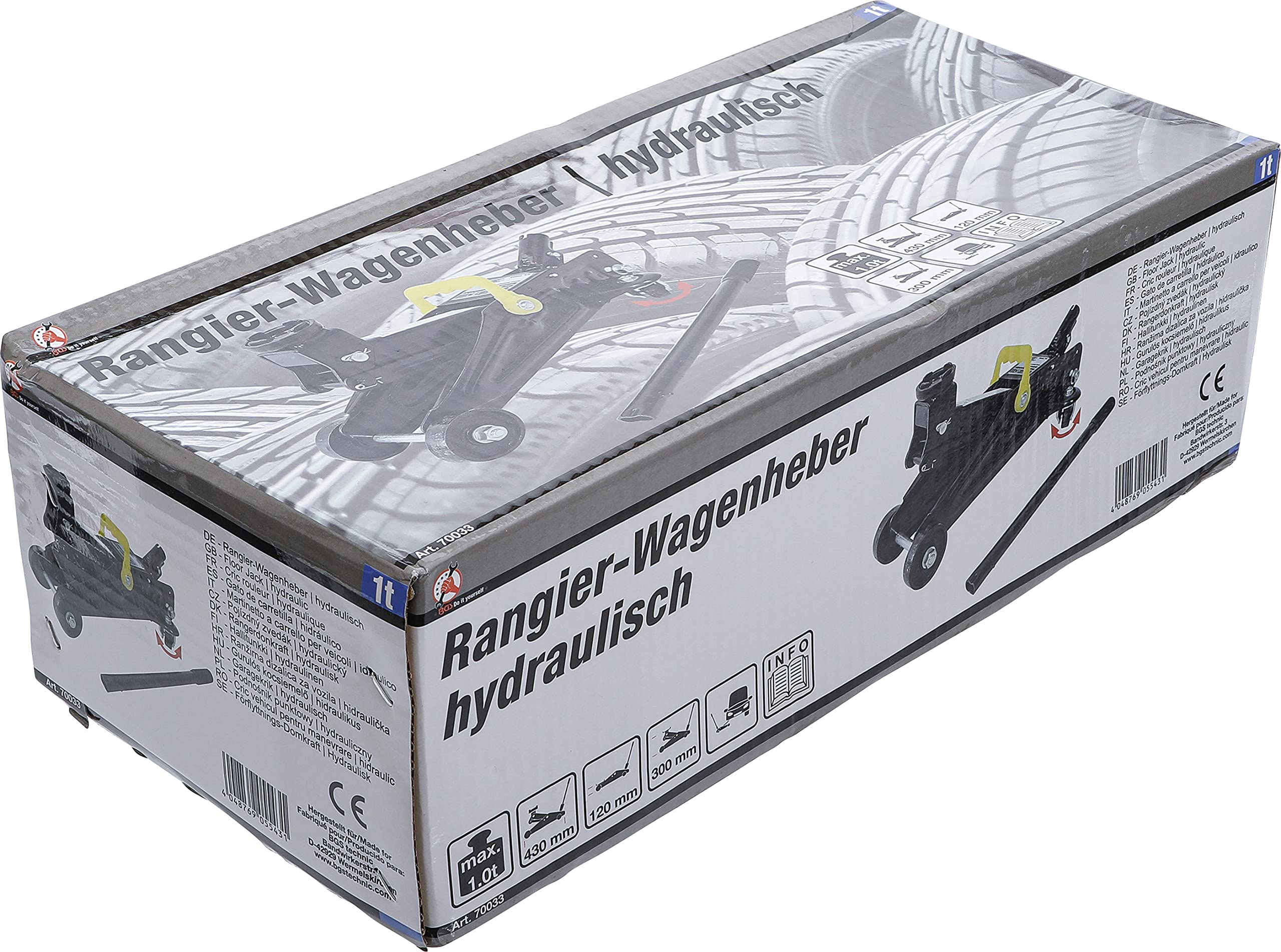 BGS Diy 70033 | Cric rouleur | hydraulique | 1 t