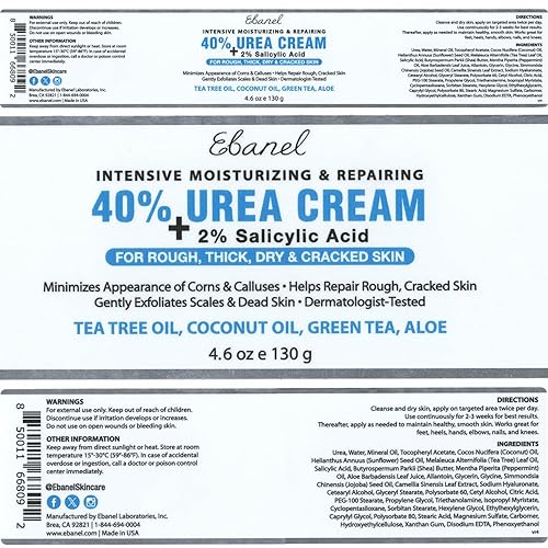 Miniatura 9 de Ebanel Paquete de crema de urea al 40% de 4.6 onzas y 2.5% humectante de retinol