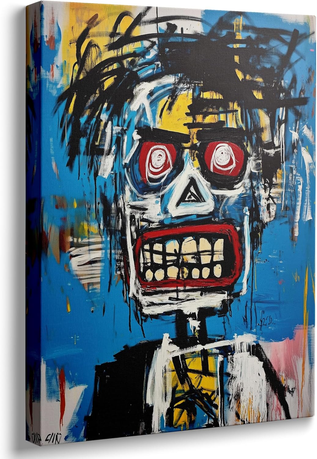 Ypxzzj Abstract Man Street Art Canvas Print Blue Graffiti Wall Art Modern Skull Portrait Artist Aesthetics Painting for Living Room Bedroom Office Home Poster Decor (16''x24'')