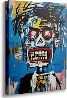 Ypxzzj Abstract Man Street Art Canvas Print Blue Graffiti Wall Art Modern Skull Portrait Artist Aesthetics Painting for Living Room Bedroom Office Home Poster Decor (12''x16'')