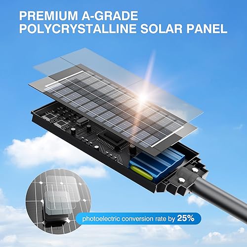 Miniatura 9 de Luz solar de calle de 5000 W, luces solares de gran angular para exteriores IP66, 6500 K del atardecer al amanecer, luz de inundación de seguridad