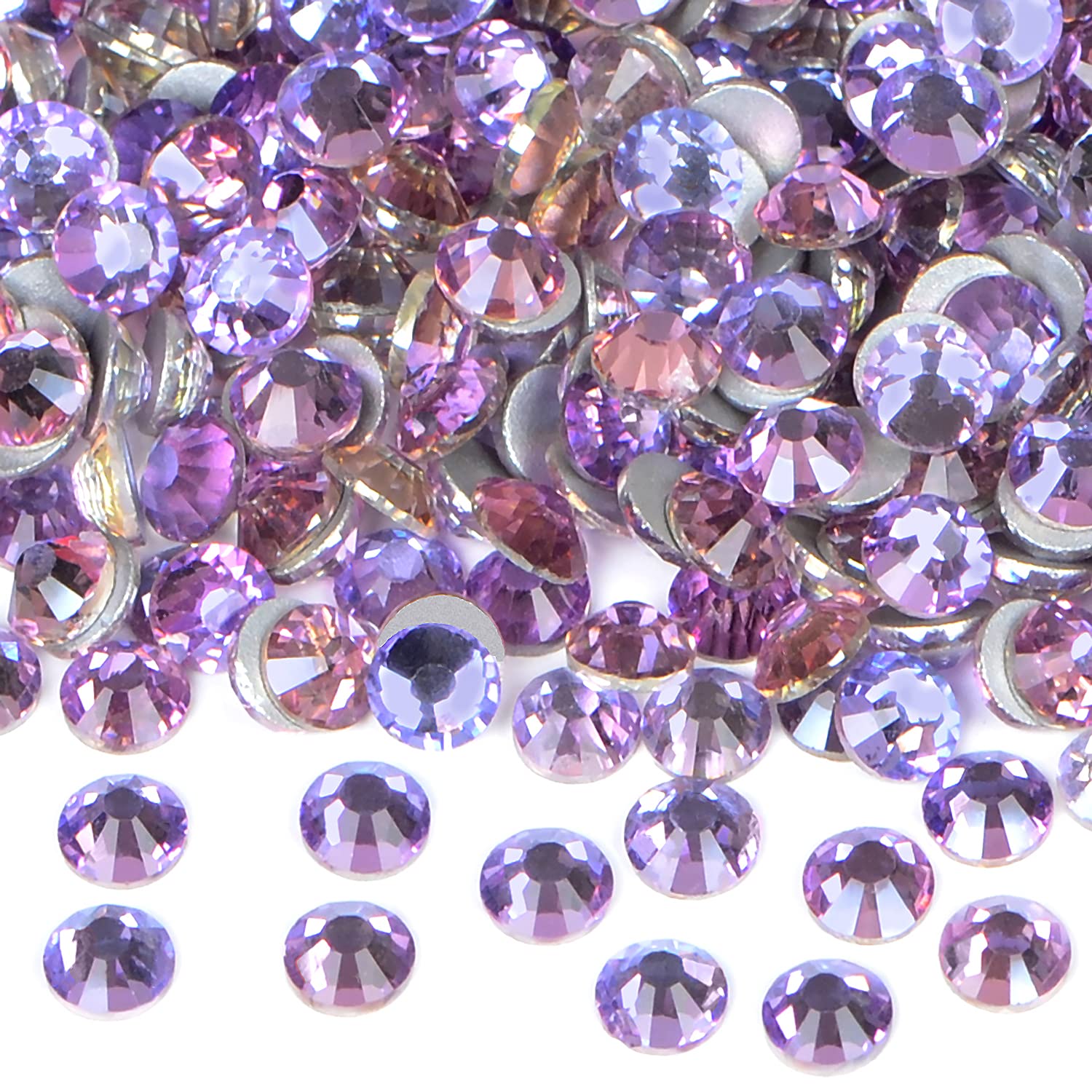 2880PCS Art Nail Rhinestones Non Hotfix Glue Fix Round Crystals Glass Flatback for DIY Jewelry Making with one Picking Pen (ss4 2880pcs, Green Pink)