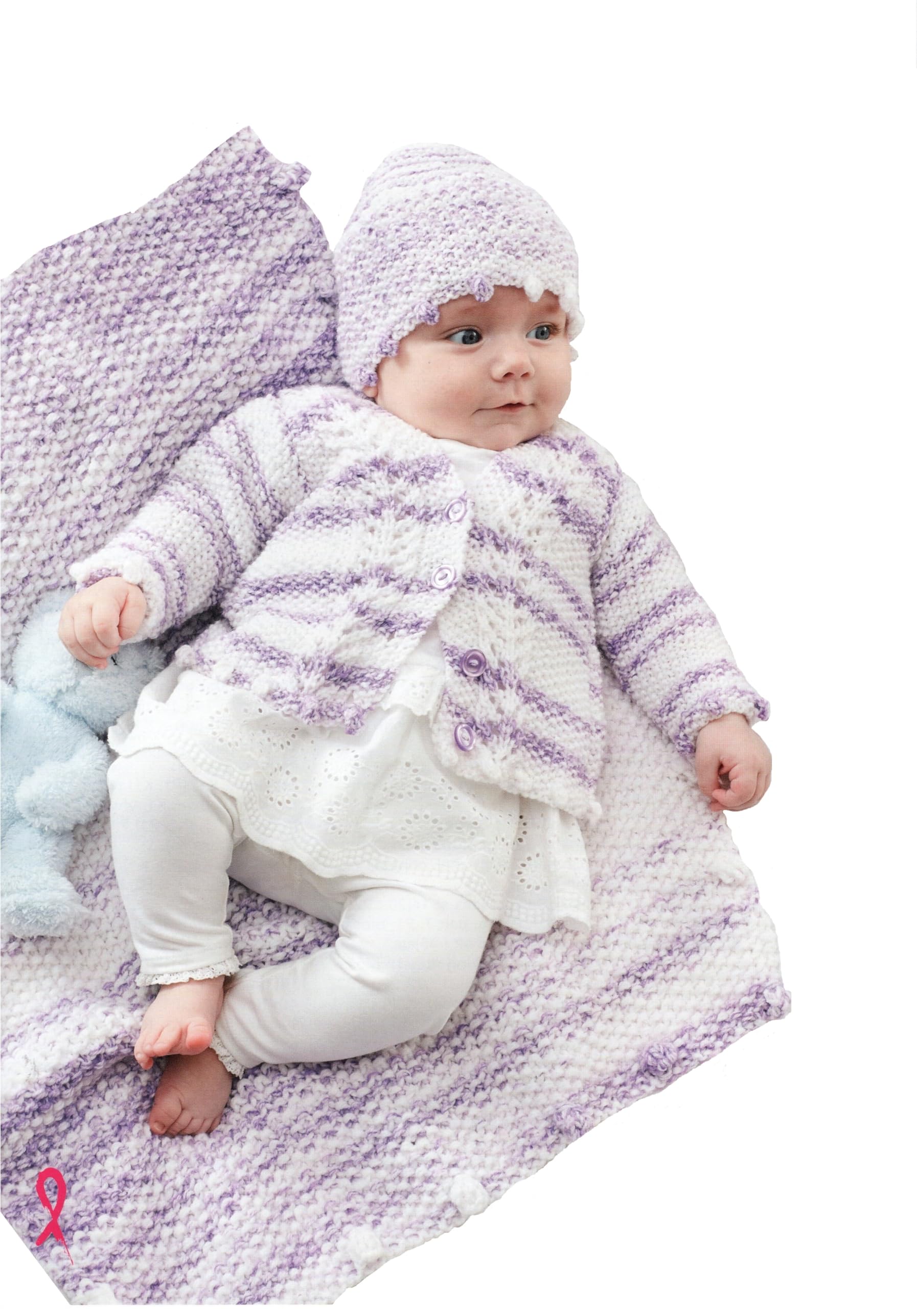 King Cole 5701 Knitting Pattern Baby Cardigan Matinee Coat Waistcoat Hat Blanket in Baby Stripe DK