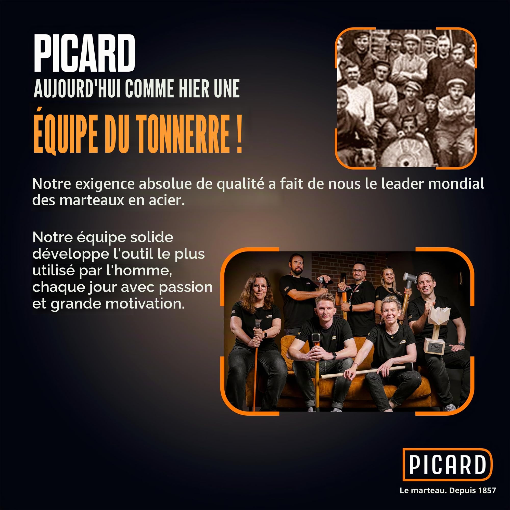 PICARD marteau de charpentier strié AluTec®, no. 1095 | Marteau arrache-clou professionnel | Léger & puissant | Ergonomique & anti-vibrations | Hammer hybride aluminium & acier forgé