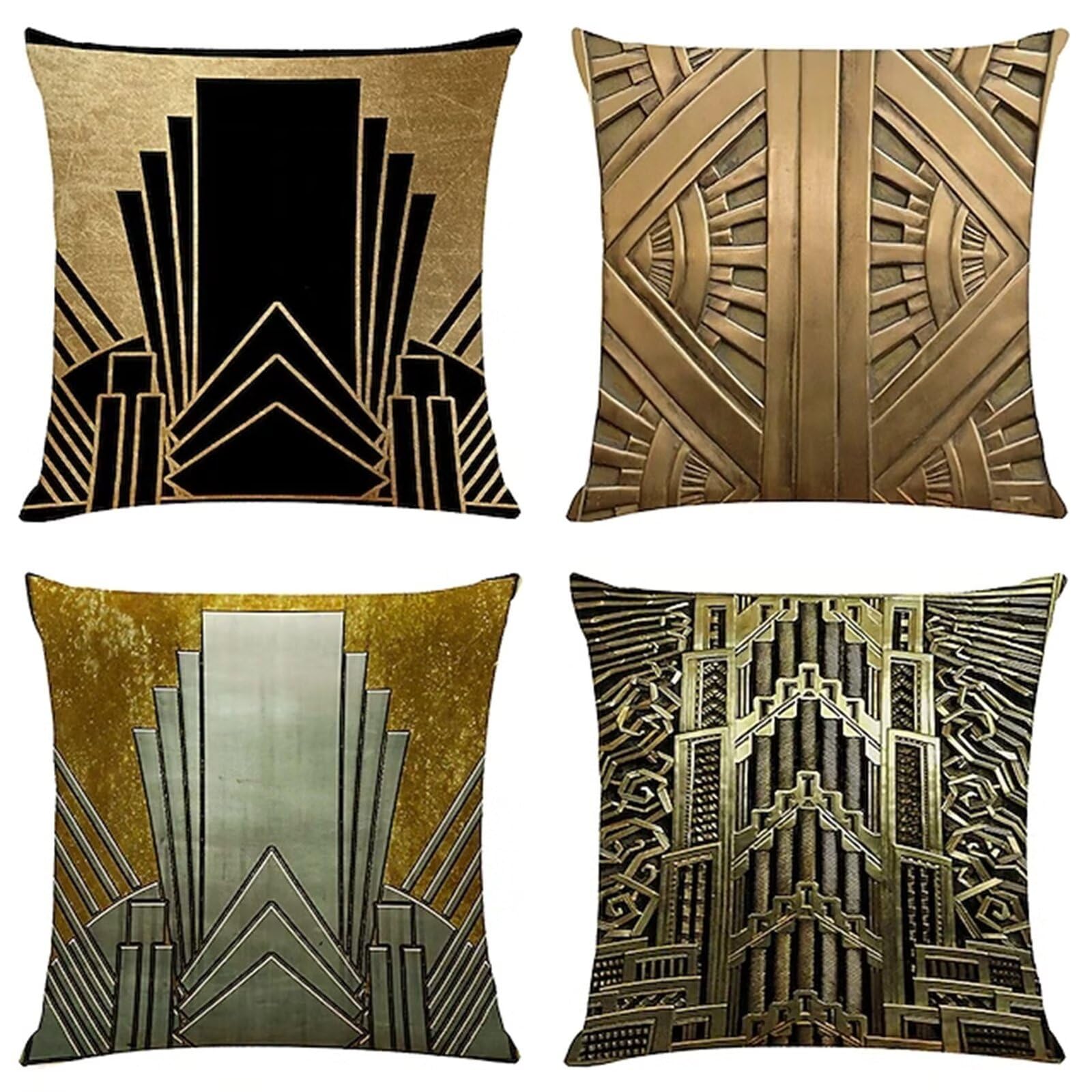 Juego de 4 Impermeable Funda de Cojín Puerta metálica retro,55x55cm Moderno Suave Transpirables Lino Fundas de Almohada Cojines Decorativos con Cremallera Oculta para Exterior Sofá Cama Coche Hogar