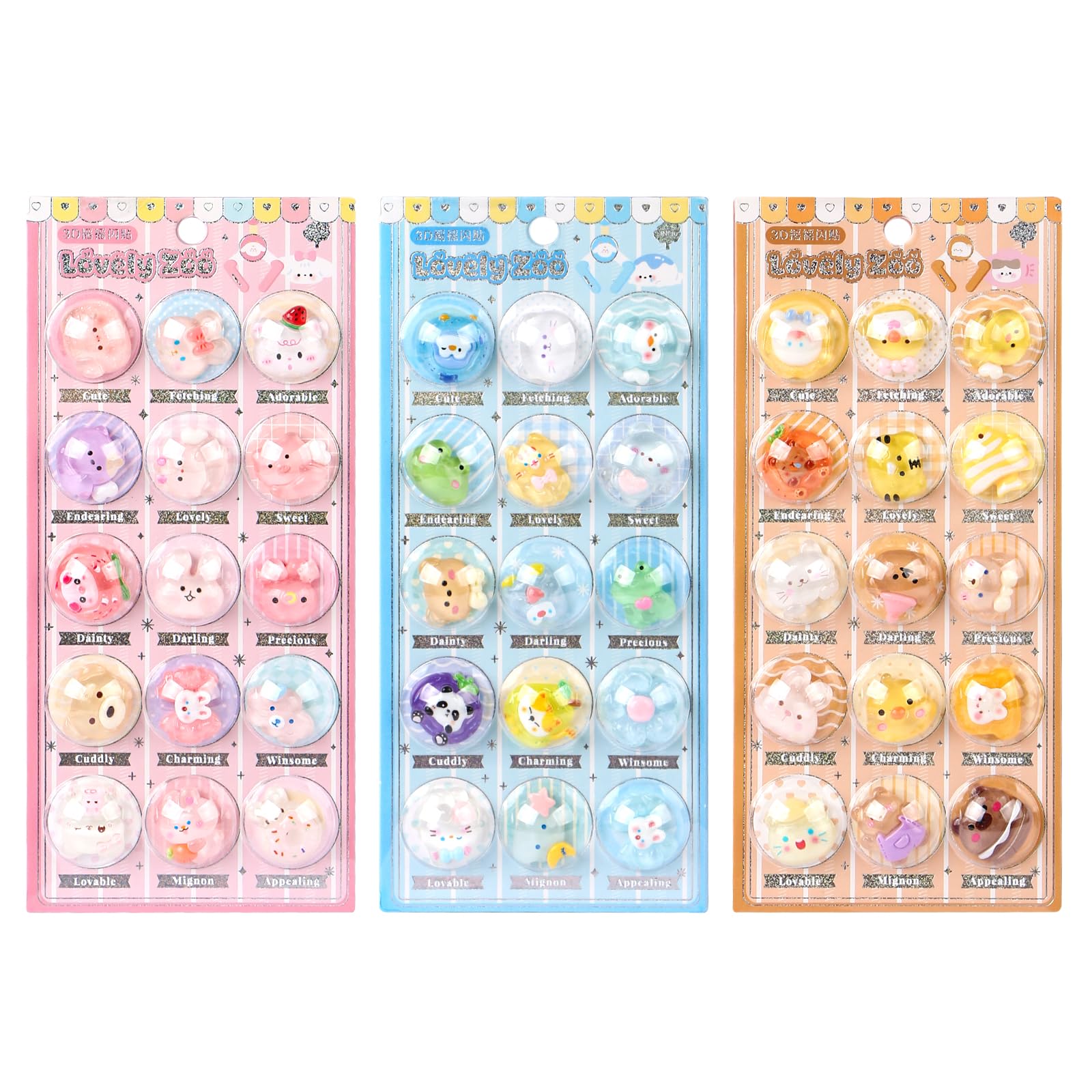 LALASTYLE 3Pcs 3D Cute Decoration Sticker, Creative Wobble Shake Stickers, Kawaii Puffy Animal Sticker for Phone Case Laptop Notebook Scrapbook, Party Bag Filler Gift