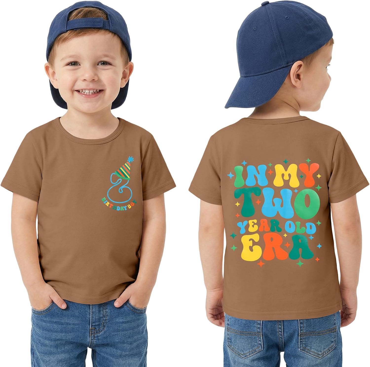 Two Year Old Birthday Shirt 2nd Birthday Toddler Boy Tshirt Second Bday Party Cotton Short Sleeve Outfits Top