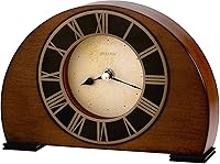 Bulova B7340 Tremont Desk Clock - Antique Walnut Finish, Roman Numerals, Ivory Dial, Classic Wood Decor