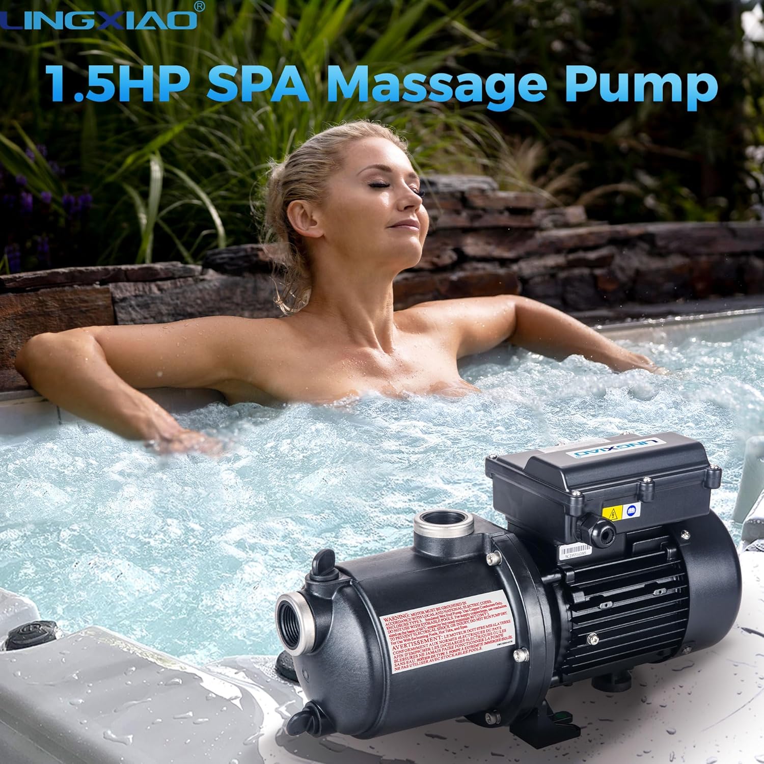 SPA Massage Pump 1.5HP for Marquis Spa, 230V or 115V, 78psi, 528.34GPH, Energy Star Certificate, Low Noise - (Model: Relaax205-ES)