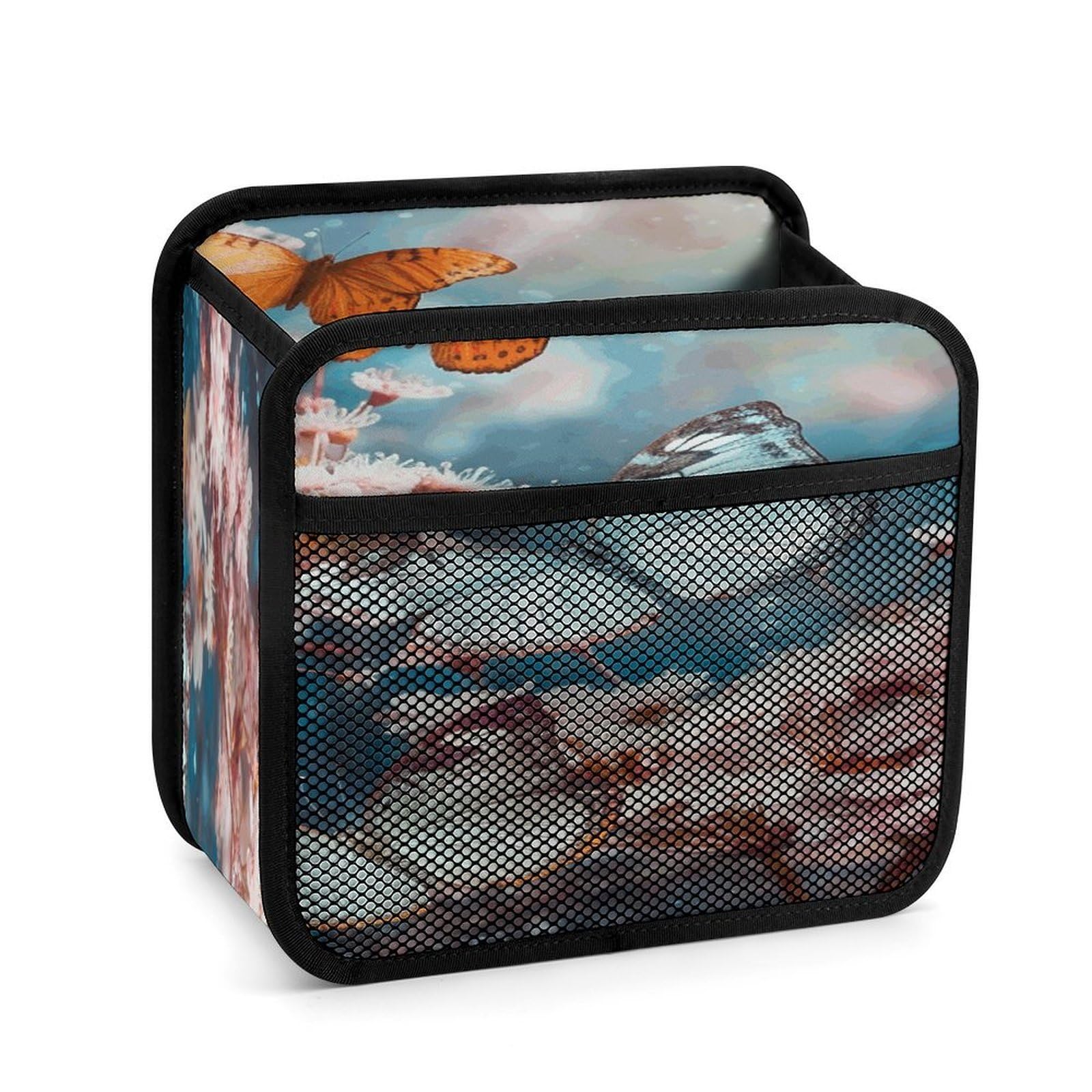 Btcowzrv Style A Group Of Butterflies Flying Car Seat Back Organizer, Pu Leather Hanging Backseat Car Organizer With Elastic Mesh Pocket, Storage Bag For Most Vehicles