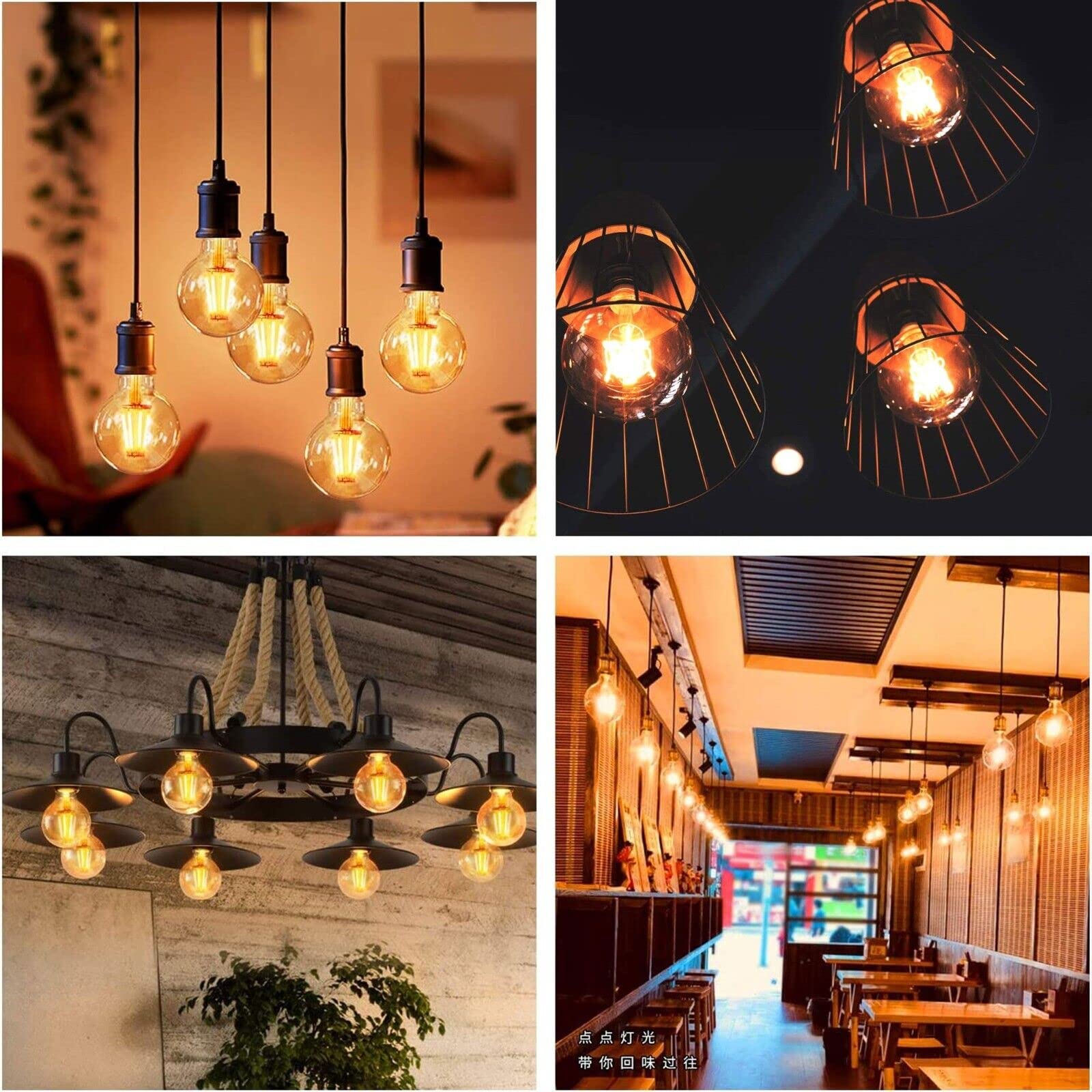 LEDSone Lampadina LED Edison dimmerabile 8W 450 lumen, forma globo G95, vetro trasparente, bianco caldo 2700K, luce di Natale, attacco standard E27 (10)