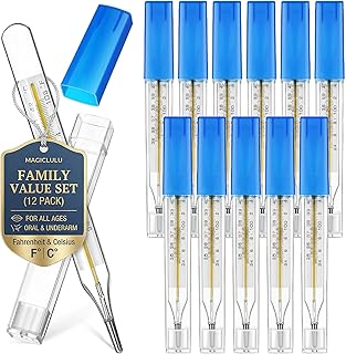 MAGICLULU 12Pcs Glass Oral Temperature for Adults Precise Measurement Fast Reading for Elderly Family Dual Scale ℃ & ℉
