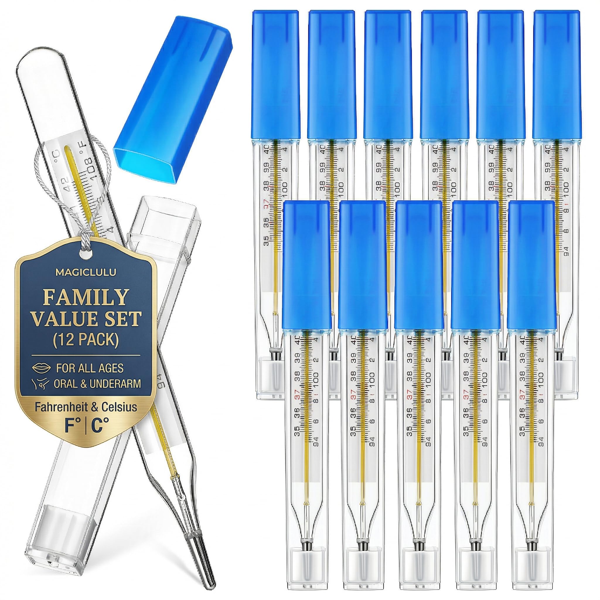 MAGICLULU 12Pcs Glass Oral Temperature for Adults Precise Measurement Fast Reading for Elderly Family Dual Scale ℃ & ℉-picture-27