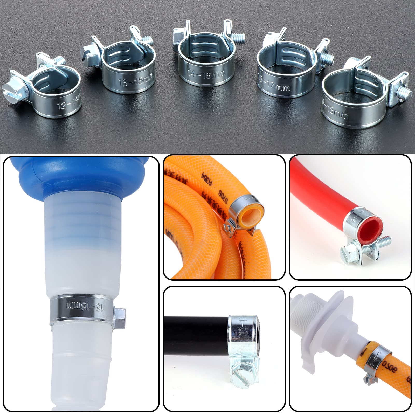 Produktbild von BESTYCHAO 80 Stück Schlauch-Federklemmen 7–18 Mm – Set In 8 Größen Für Kraftstoffleitungen, Silikonschläuche & Vakuum, Aus 65Mn Federstahl
