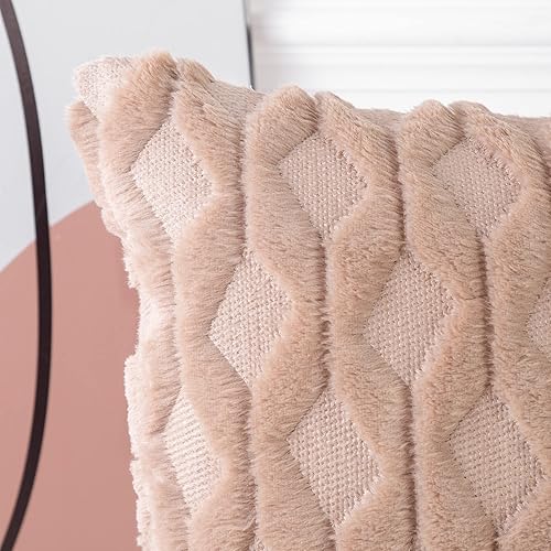 Miniatura 9 de MADIZZ - Paquete de 2 fundas de almohada decorativas de terciopelo de lana suave y corta, estilo de lujo, para el sofá, el dormitorio, cuadrado