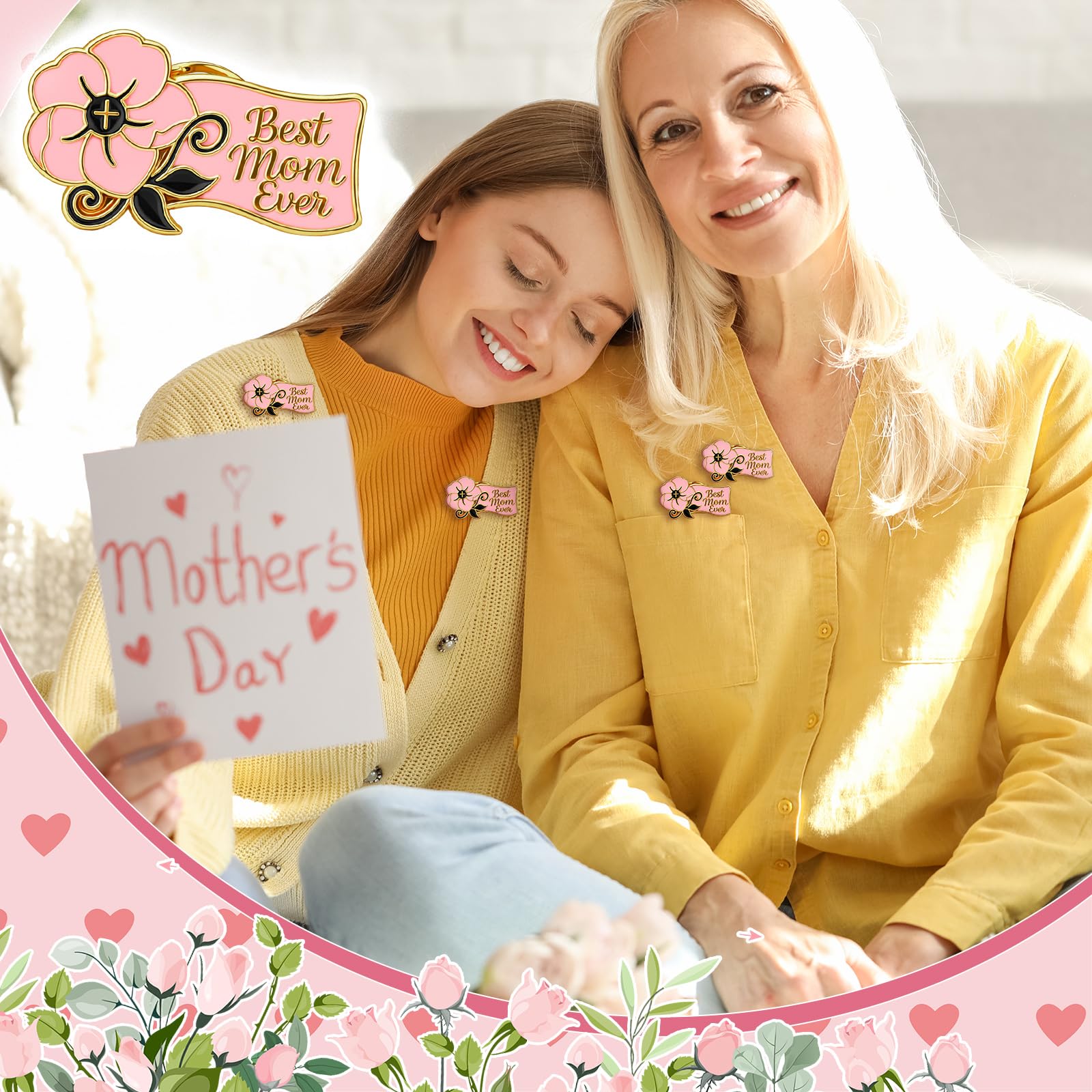 Tondiamo Broches de flores rosas para mujer, regalos para el día de la madre, regalo a granel para la iglesia y la madre, broche de solapa esmaltado, bonito accesorio de vestido para el día de la