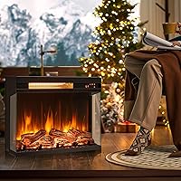 Vista 3 de COSTWAY - Chimenea eléctrica de 23 pulgadas de 3 lados, inserto de chimenea empotrado de 1500W con llama de 7 colores y brillo ajustable