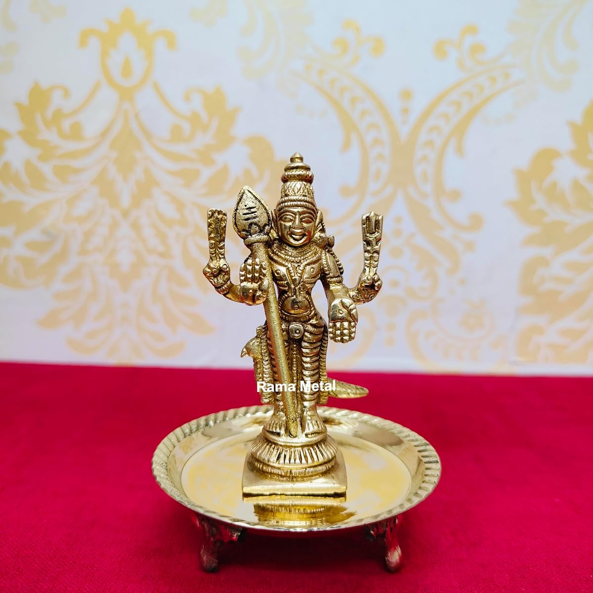 RAMA METAL Brass Murugan Idol | Mini Lord Murugan Statue | Lord Kartikeya Idol