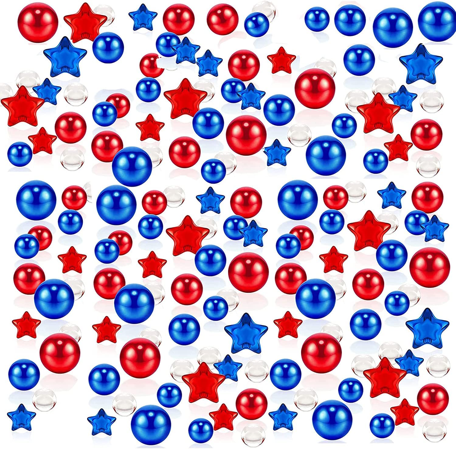 10156 Pieces Independence Day Vase Filler,4th of July Floating Pearls for Vases Patriotic Red Blue Star Clear Water Beads vase fillers for centerpieces