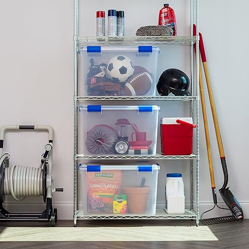 Miniatura 2 de IRIS USA - Contenedor organizador de plástico hermético de 70 cuartos de galón con tapa duradera y sello y hebillas de cierre seguro