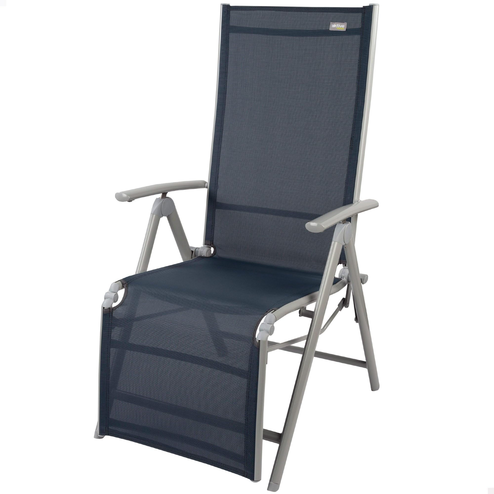 Aktive 52885 - Tumbona jardín Exterior Reclinable 8 Posiciones | Tejido Transpirable y fácil de Limpiar | Peso máximo 110kg | Tumbona Plegable con reposapiés y reposabrazos Regulables