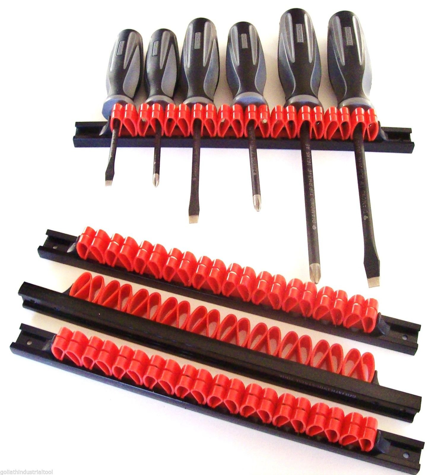 2 Goliath Industrial Abs Screwdriver Tool Rail Rack Holder Organizers Wall Mount