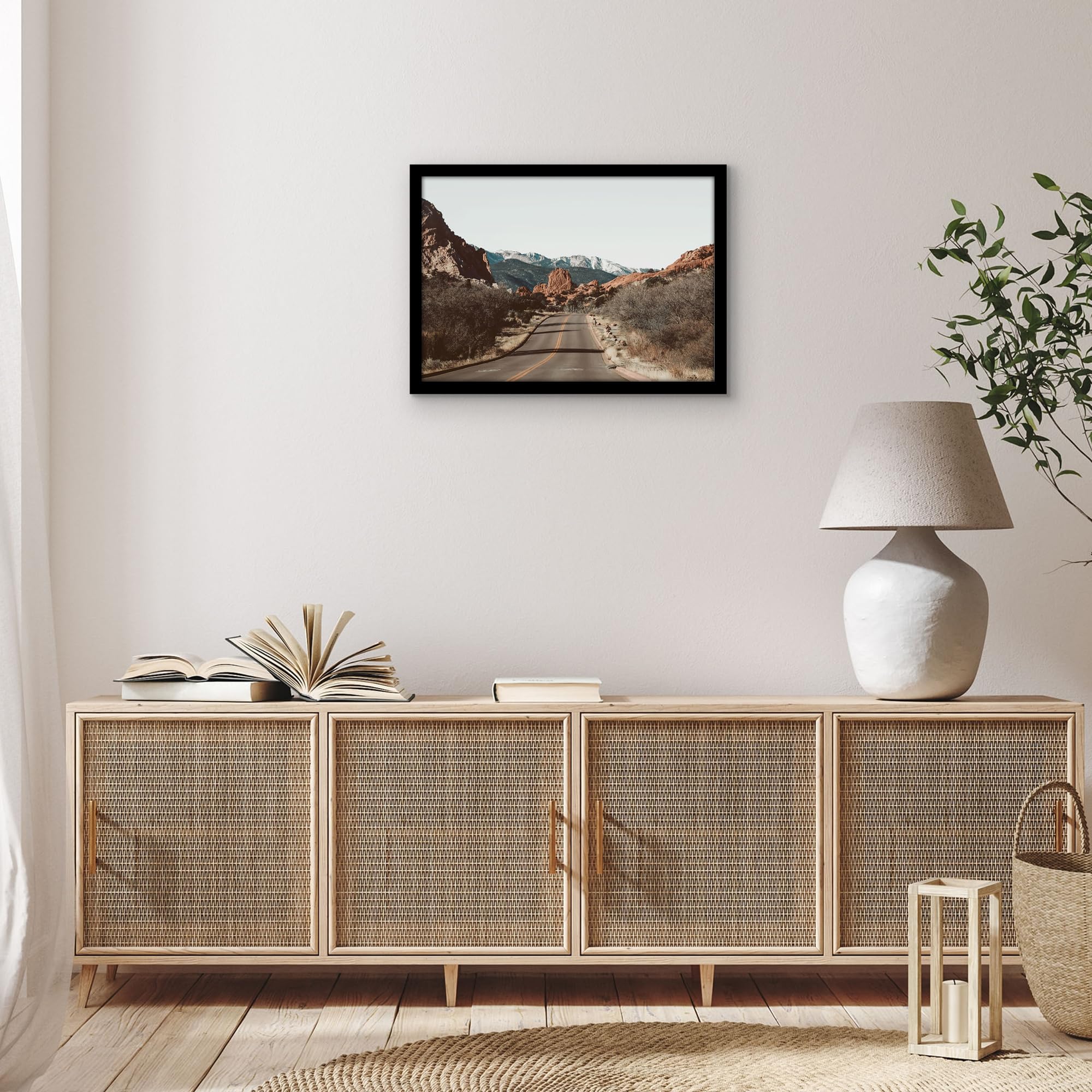 Americanflat Cornice 35x50 cm Nera - Cornice Foto 50x35 cm in Legno MDF con Pannello Protettivo in Plastica e Ganci Integrati
