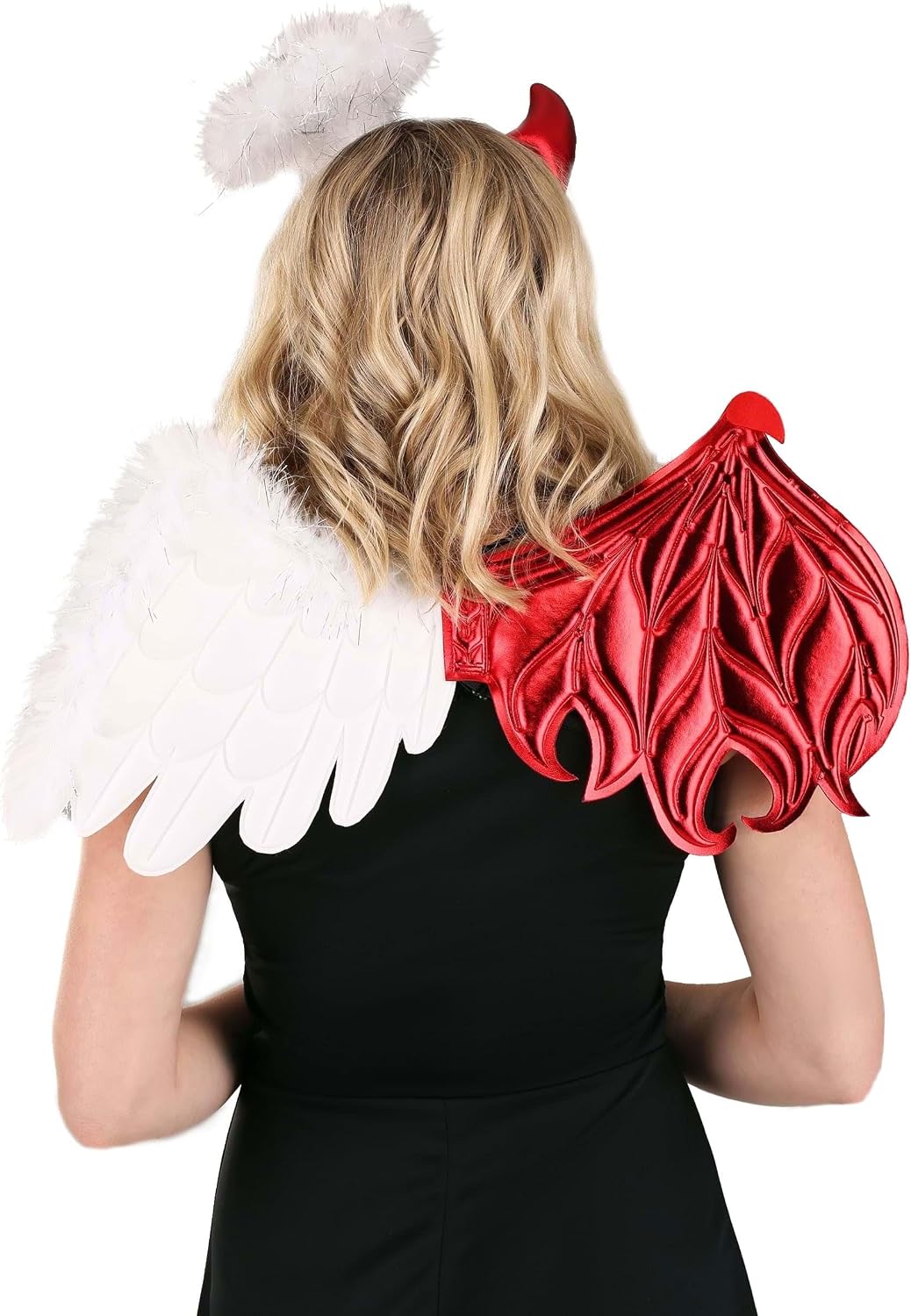 Half Angel and Half Devil Kit - Velour Headband with Wings, One Size Fits Most