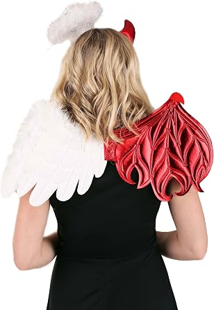 Half Angel and Half Devil Kit - Velour Headband with Wings, One Size Fits Most