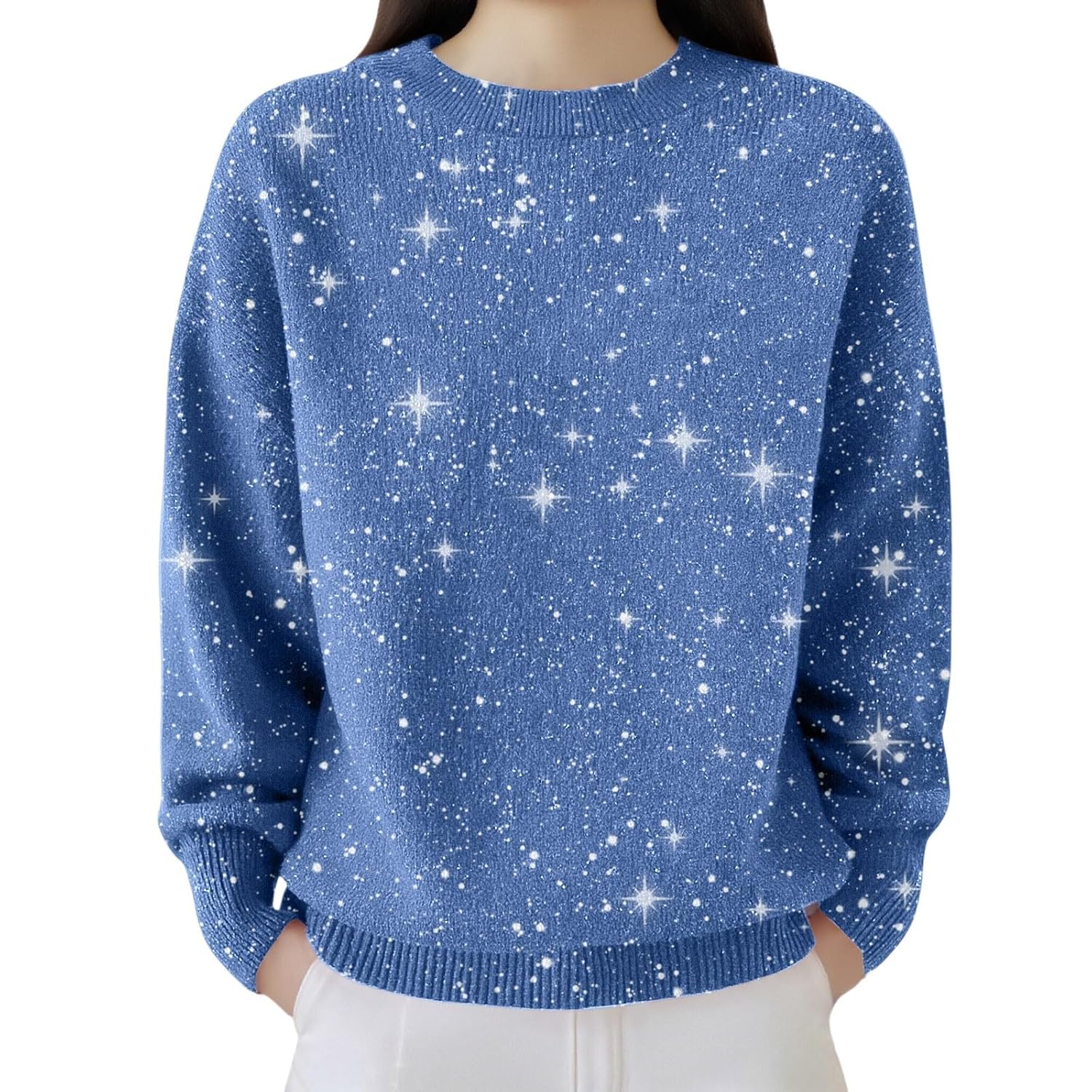 Sequin Tops for Women Christmas Holiday Party Pullover Top V Neck Trendy Elegant Long Sleeve Blouses