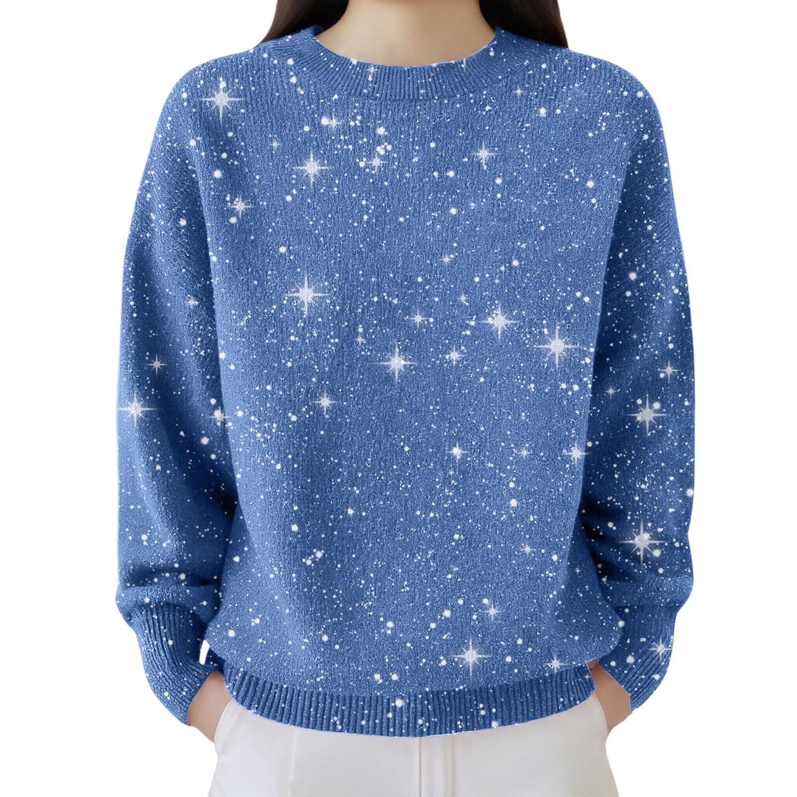 Sequin Tops for Women Christmas Holiday Party Pullover Top V Neck Trendy Elegant Long Sleeve Blouses