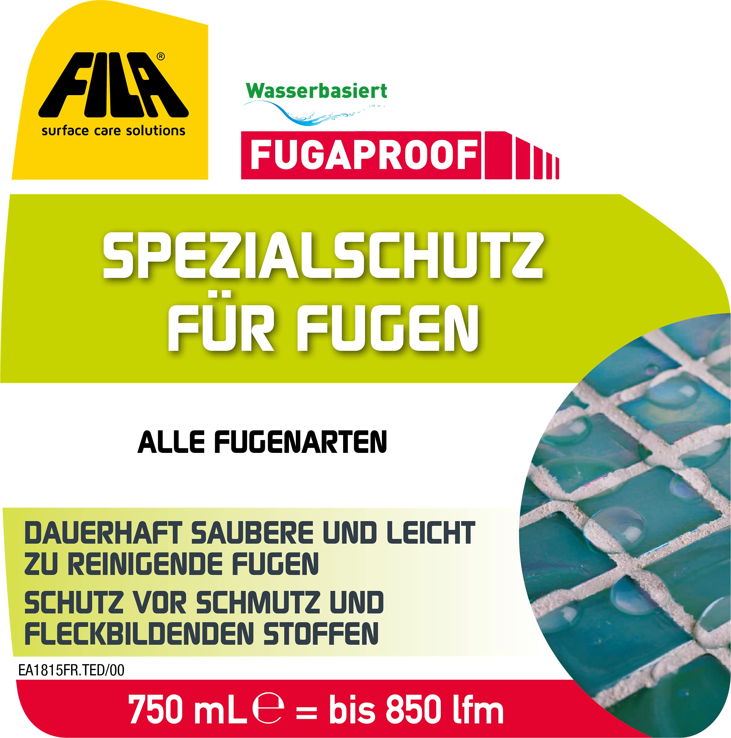 FILA Surface Care Solutions, FUGAPROOF, środek ochronny do fug podłogowych, który ułatwia późniejsze usuwanie brudu i normalne czyszczenie. Chroni fugi przed brudem i plamami, 750 ml