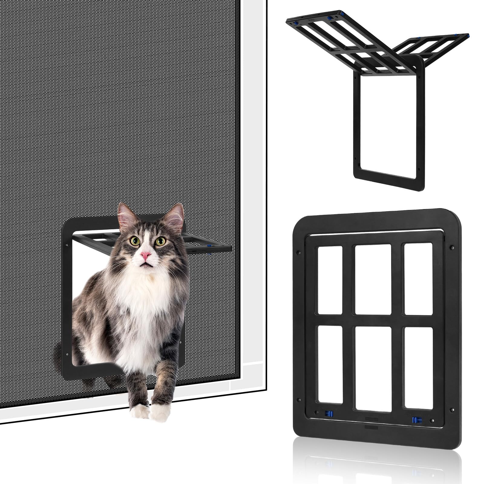 Porta Schermo per Animali Domestici, 21 x 24,5 cm Dimensione Porta Interna, Chiusura Automatica Porta Zanzariera per Animali Domestici, Porta per Gatti per Zanzariera con Serratura Magnetica