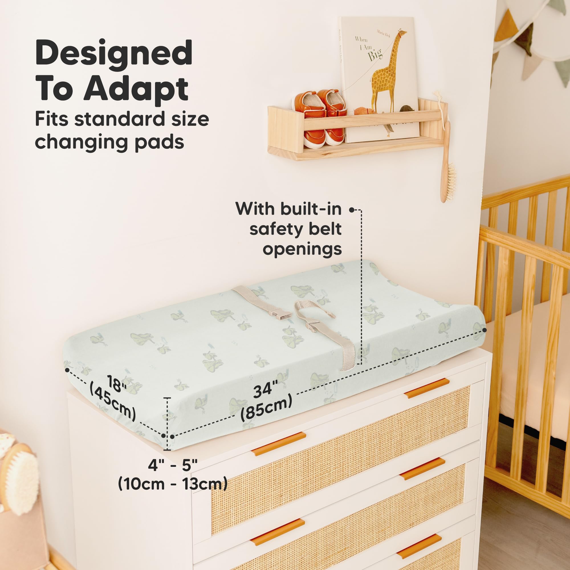 Lot de 2 housses de matelas à langer bio pour fille, garçon, neutre, 100% coton, draps doux pour matelas à langer de bébé, doublure de matelas à langer de contour, housse de matelas à langer (Elly)