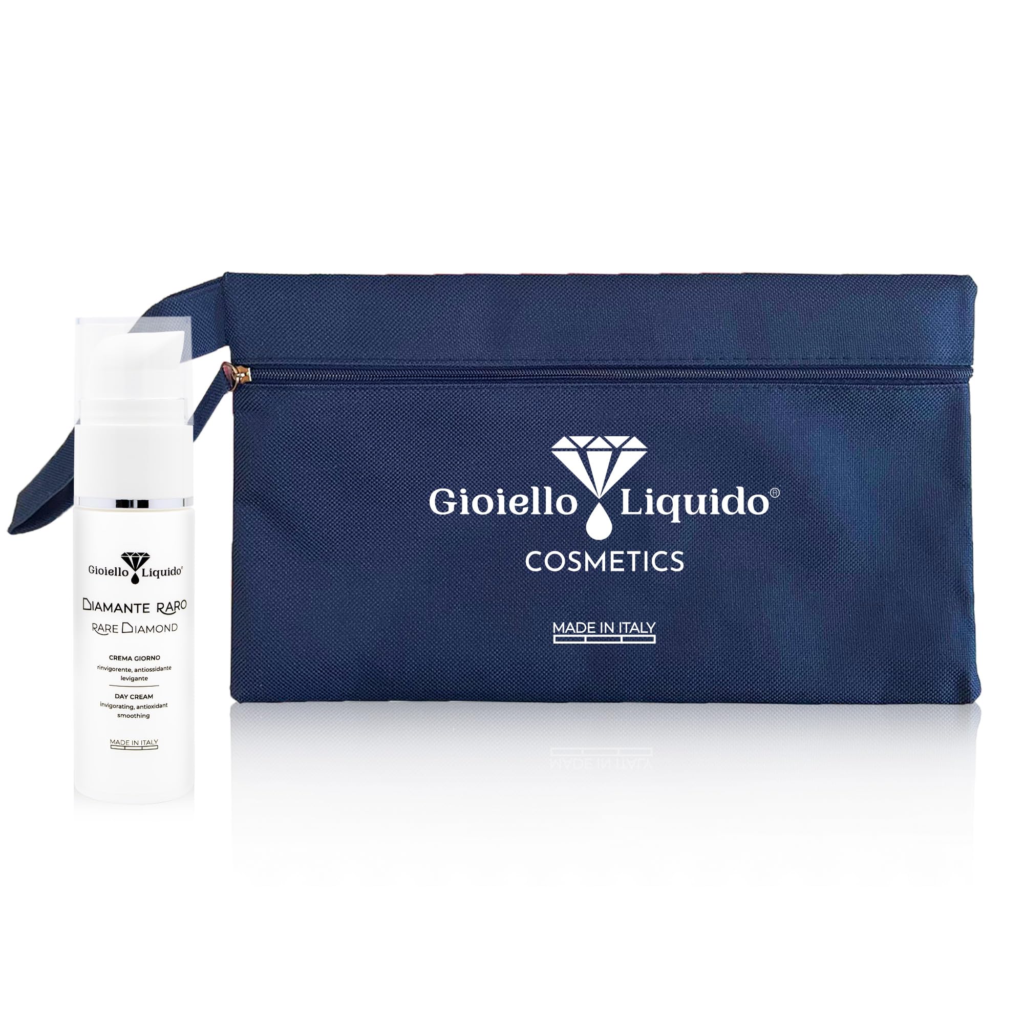 Kit Viso Anti-Età da Viaggio: Crema Giorno Viso 30ML + Pochette Impermeabile Omaggio - Idrata, Rimpolpa e Contrasta le Rughe - con Polvere di Diamante Effetto Anti Invecchiamento - Kit viaggio Aereo