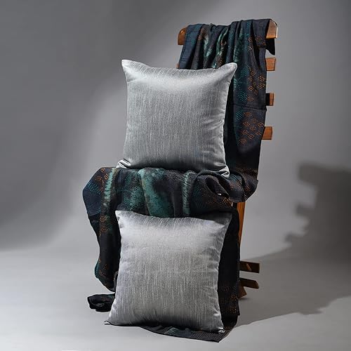 Miniatura 2 de Juego de 2 almohadas decorativas plateadas para sofá de 24 x 24 pulgadas, almohadas grandes de lujo para sofá, almohada de granja, fundas de