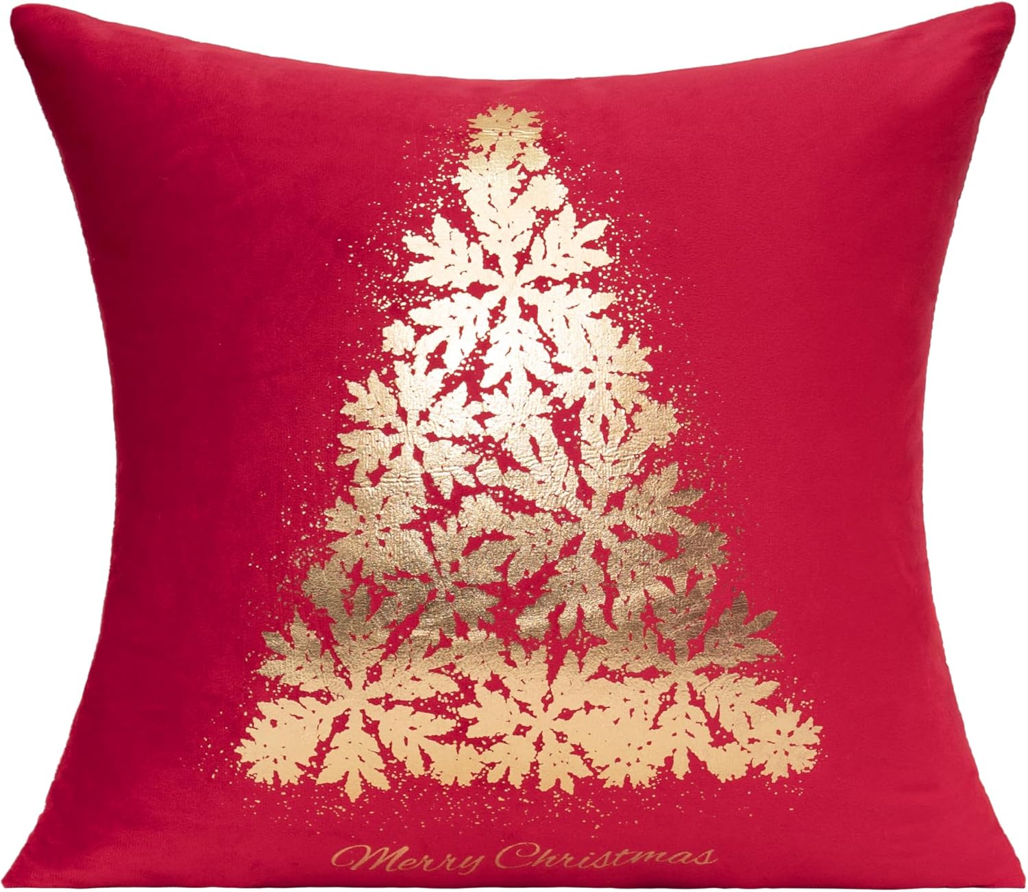 All Smiles Red Gold Christmas Decorations Throw Pillow Covers Cases 18X18 Set of 4 Turquoise Xmas Indoor Home Décor Ornaments Velvet Navidad Cushion for Sofa Couch Tree Snowflake