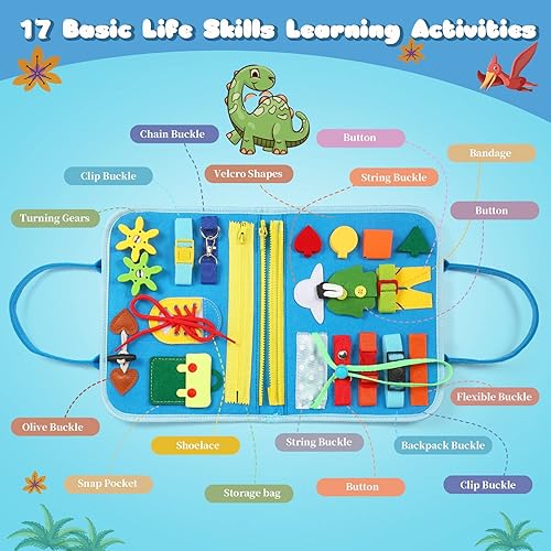 Miniatura 5 de Tabla de actividades 8 en 1 para niños pequeños de 1 año, 89 piezas de tablero sensorial Montessori para niños de 2, 3, 4 actividades educativas