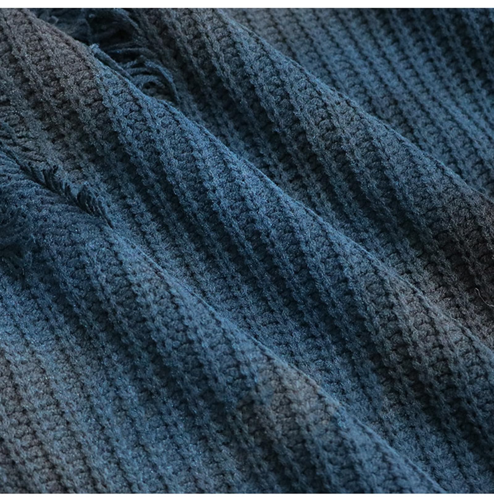Damski Luźny Sweter Oversize z Okrągłym Kołnierzem, Nadrukiem, Postrzępionymi Krawędziami i Frędzlami, Sweter Casualowy
