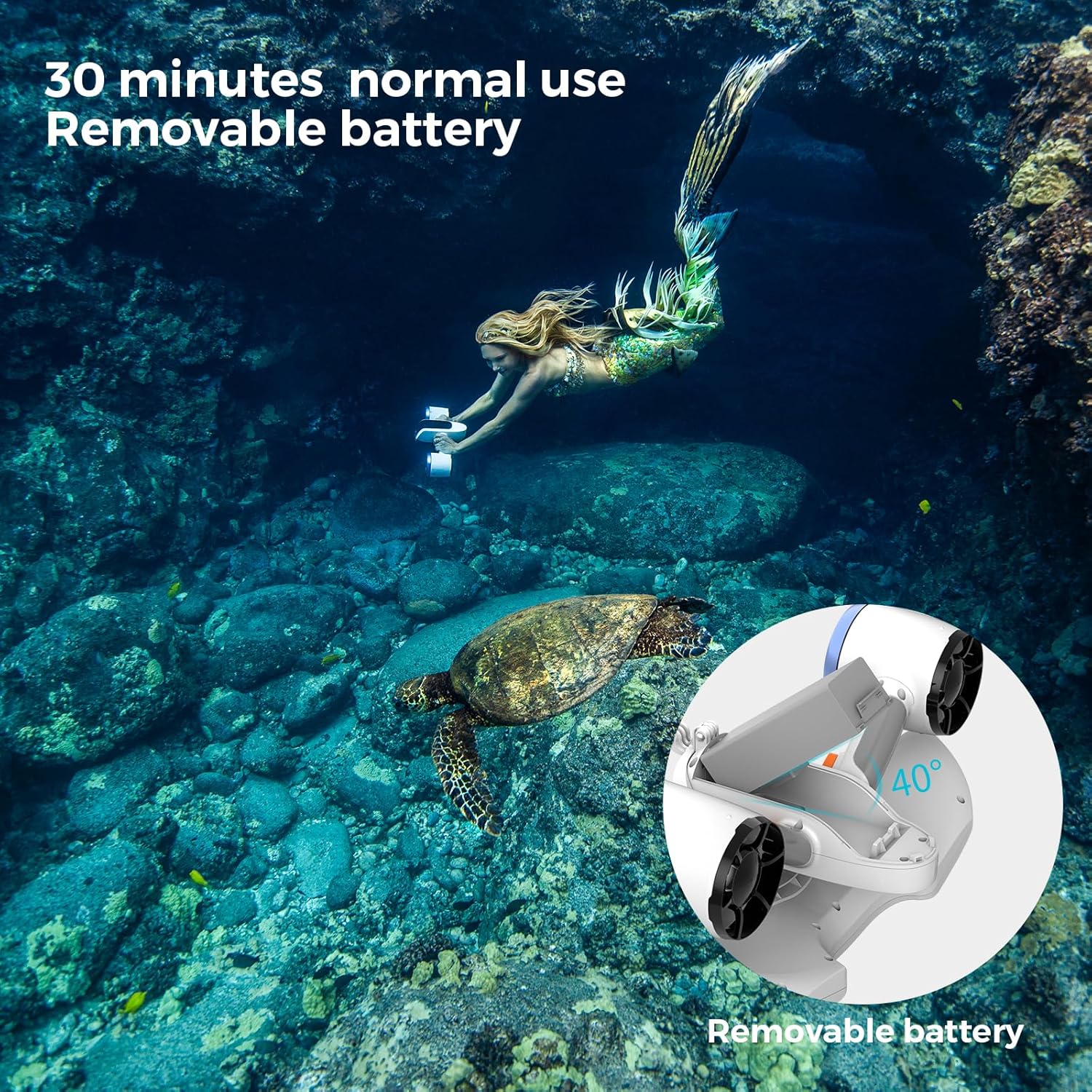 Mix the underwater scooter with a support for action camera 30 minutes 22lbf 131 feet dual motors water motors sports pool snorkeling water scooter for children gray battery version 6 81LHufpcFTL. AC SL1500