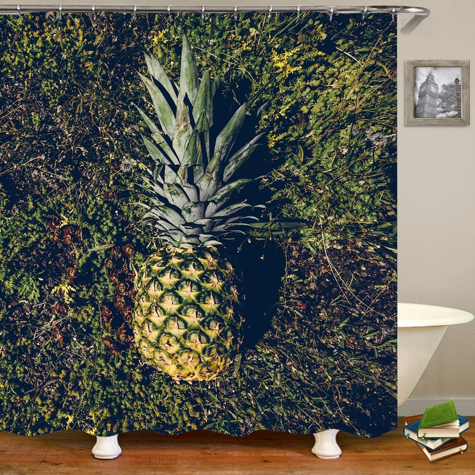 Rideau de douche imperméable KnSam 165x200cm anti-éclaboussures en polyester à motif ananas