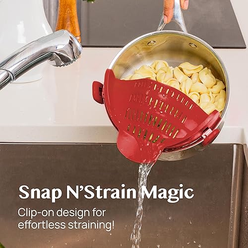 Miniatura 17 de Kitchen Gizmo - Colador Snap N Strain de pasta para ollas, colador de silicona ajustable con clip para ollas, sartenes y cuencos, para la cocina